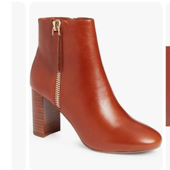 NWOT Jeffrey Campbell Prianka Zippered Heeled Bootie in Cognac - Picture 2 of 11